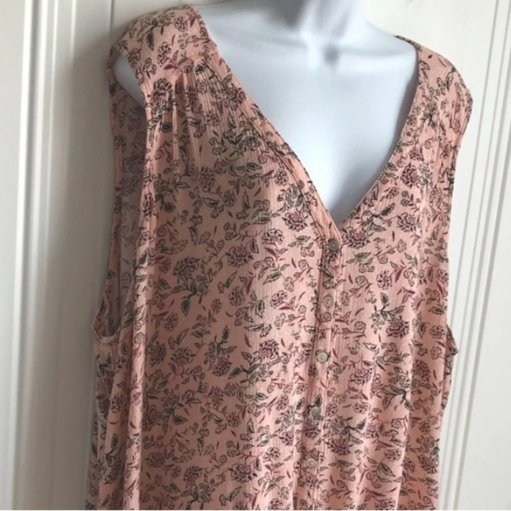 🔴 4/$15 Peace & Pearls Women’s 3X Peach Floral Front Tie Sleeveless Tank Top EUC - Picture 9 of 14